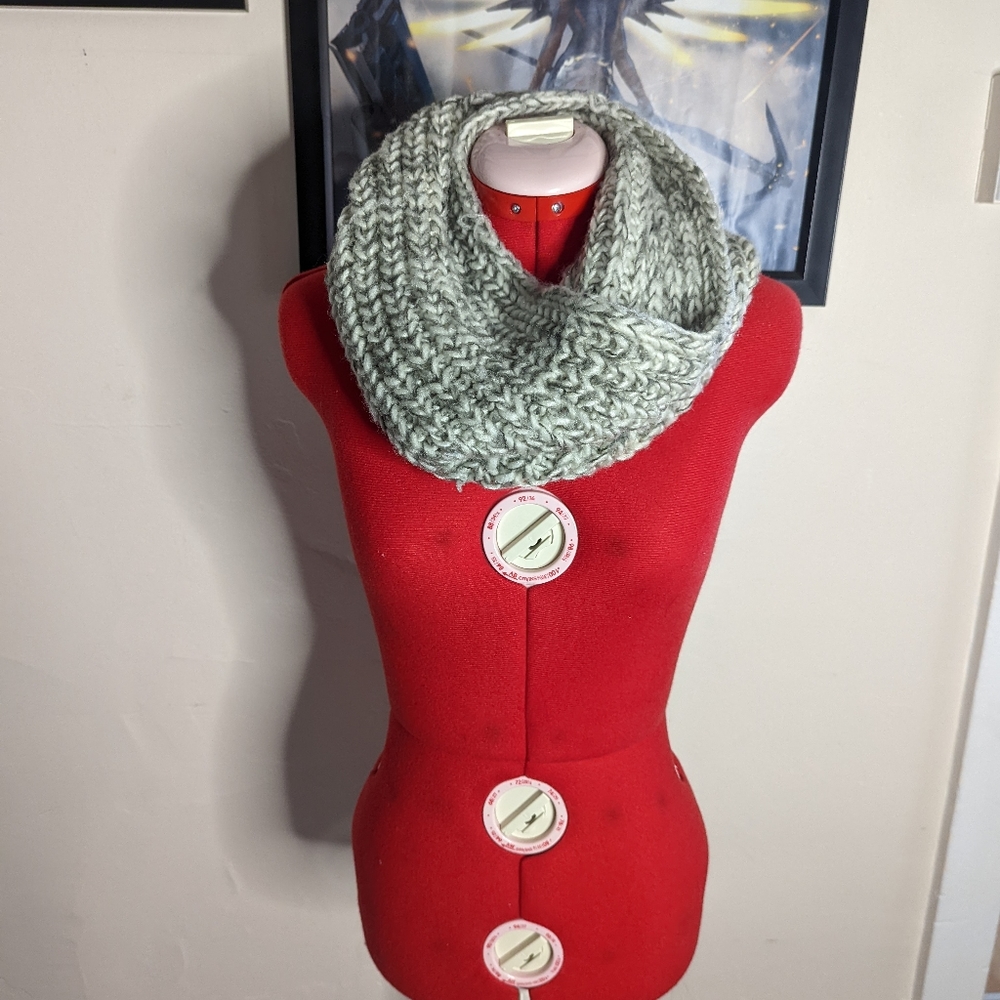 Grey Knit Infinity Scarf Cowl